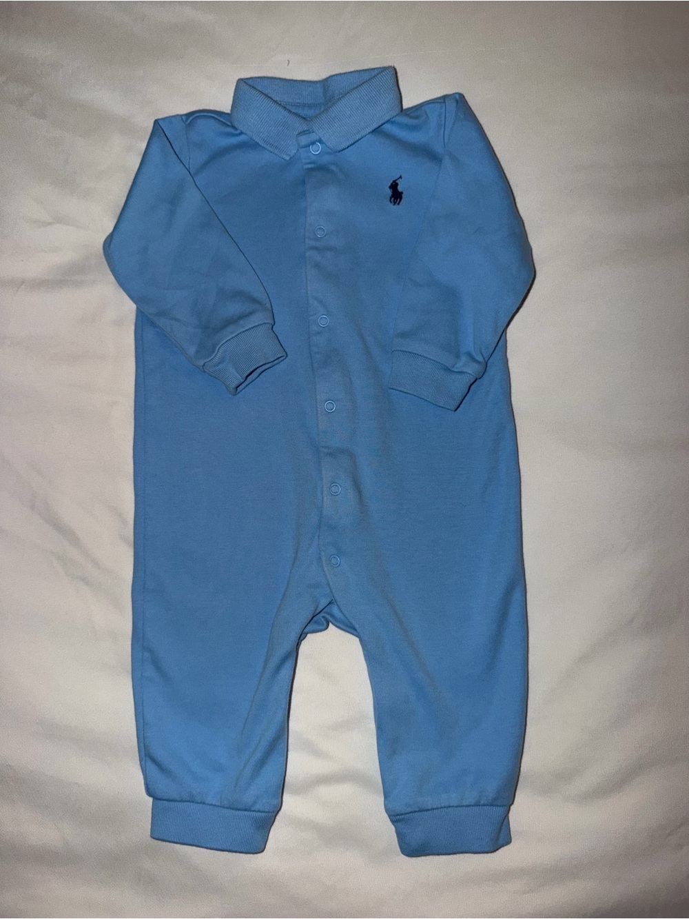 Ralph Lauren Light Blue Polo-Style Baby One-Piece